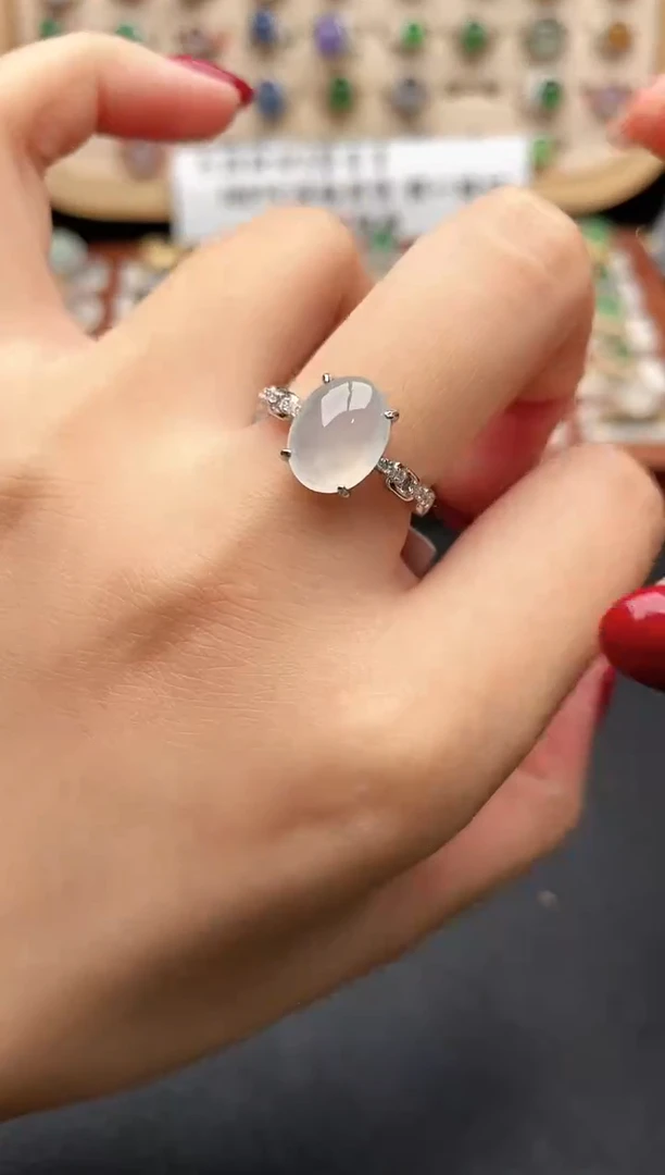 银S925镶嵌戒指翡翠一物一证一礼盒