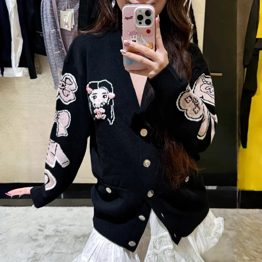 未使用 Chanel/香奈儿 【jennie同款】25b手工坊重工羊绒v领开衫