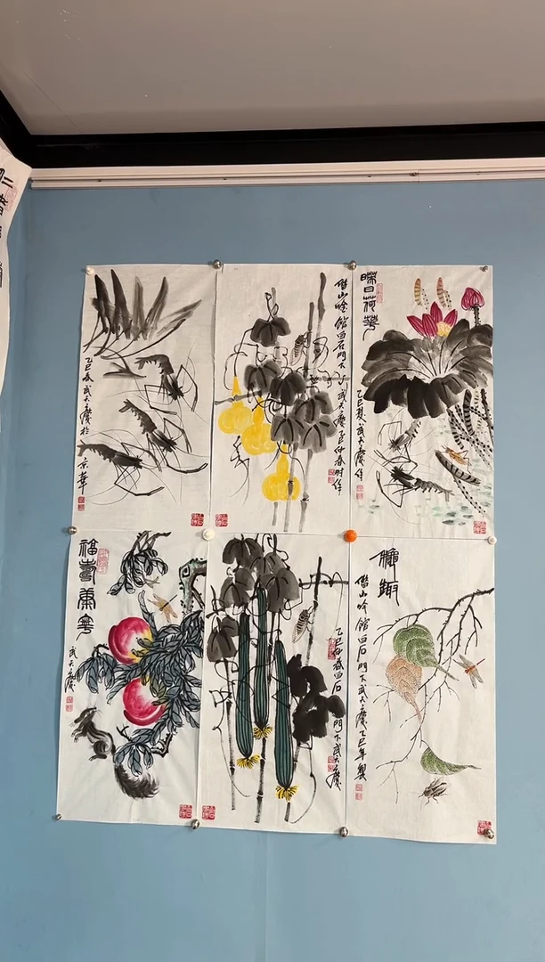 国画快**安武天庆老师6条屏