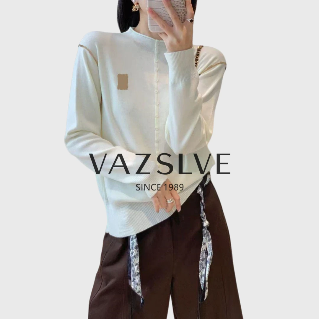 【VAZSLVE/全新奢品】捡漏 桑蚕丝羊毛刺绣纽扣针织开衫msl1030