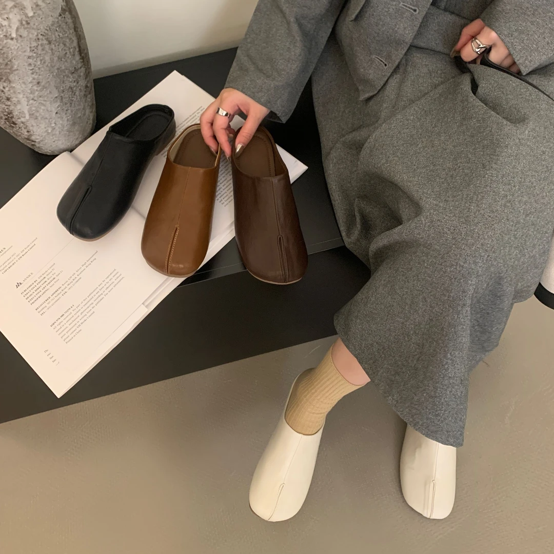韩版慵懒风高级感软底猪蹄鞋2025春夏新款复古百搭平底包头半拖鞋