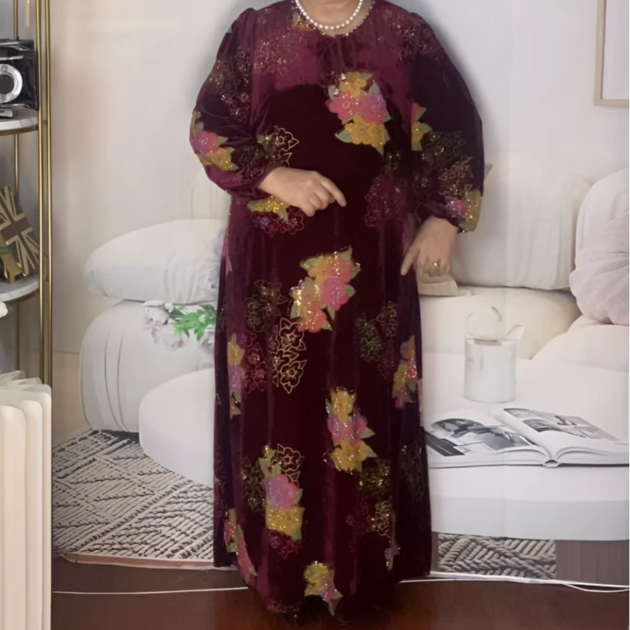 修身圆领提花春秋真丝连衣裙旗袍百搭时尚印花花色