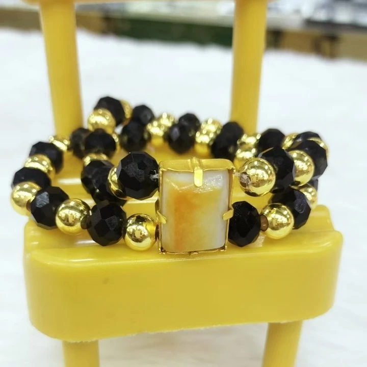 黄铜手链 黄翠黑晶双层 时髦值拉满 解锁东方雅致 高级手链