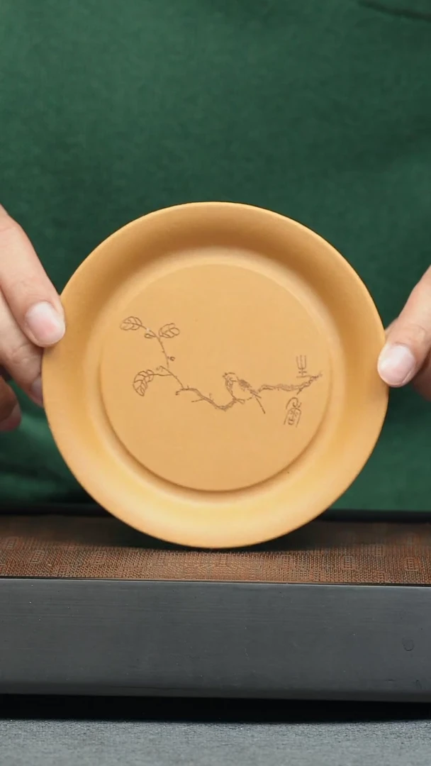 紫砂茶壶茶宠-刻鸟盘