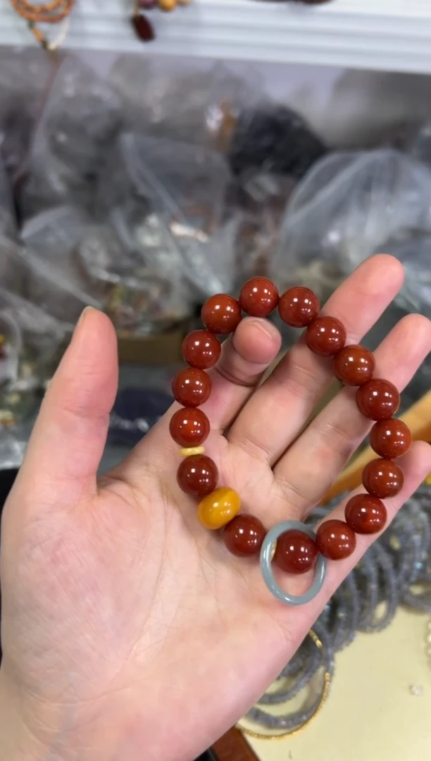 【闪购商品】玛瑙/玉髓手链未镶嵌南红玛瑙蜜蜡珠手串[3891]