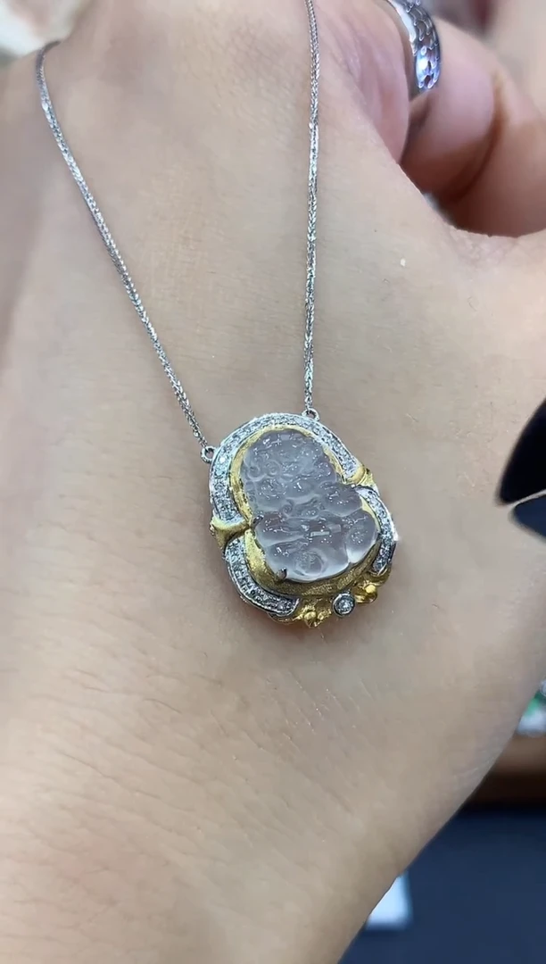吊坠(不含链)18K金镶嵌翡翠C8