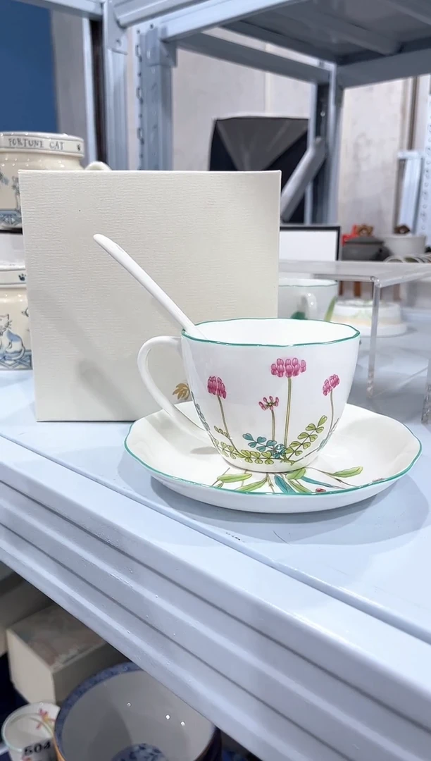 杯子陶（原盒）咖啡杯碟一套+小勺