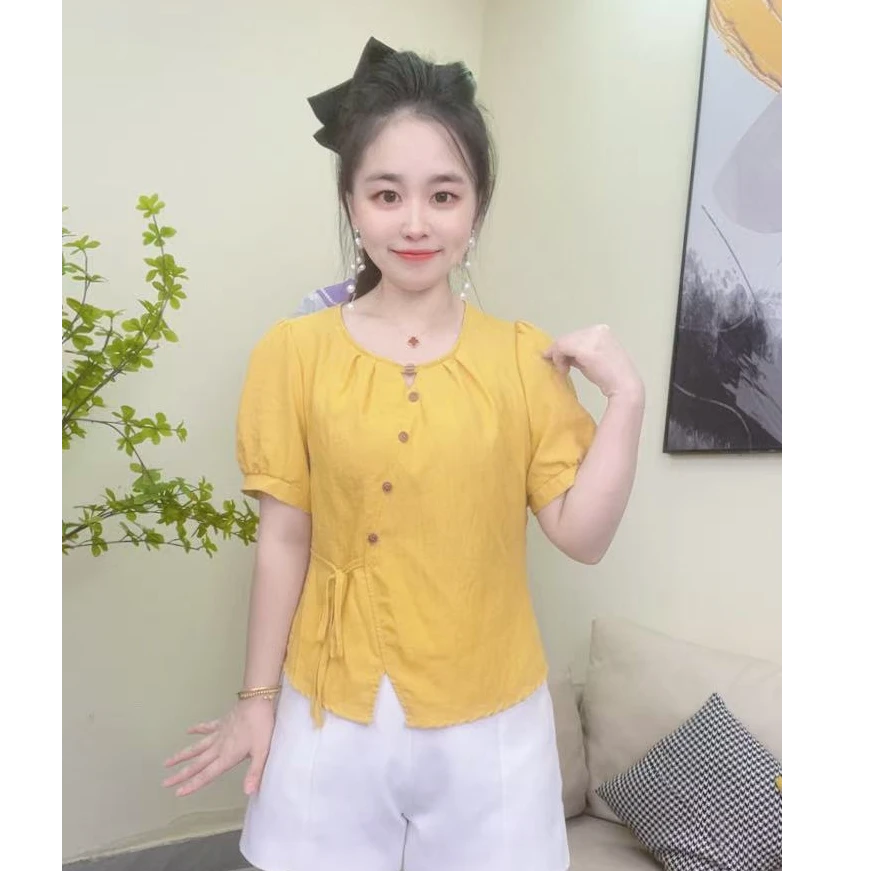 淑女日记··夏季套头系带常规街头风衬衫气质夏装小众显瘦上衣（68）