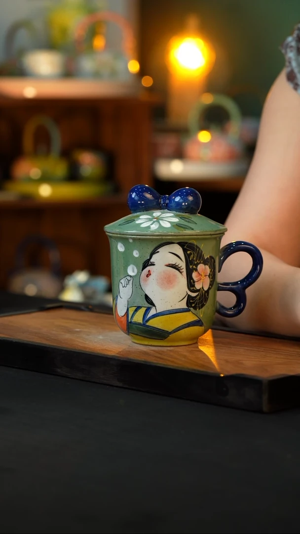 杯手绘心瓷陶瓷浮力