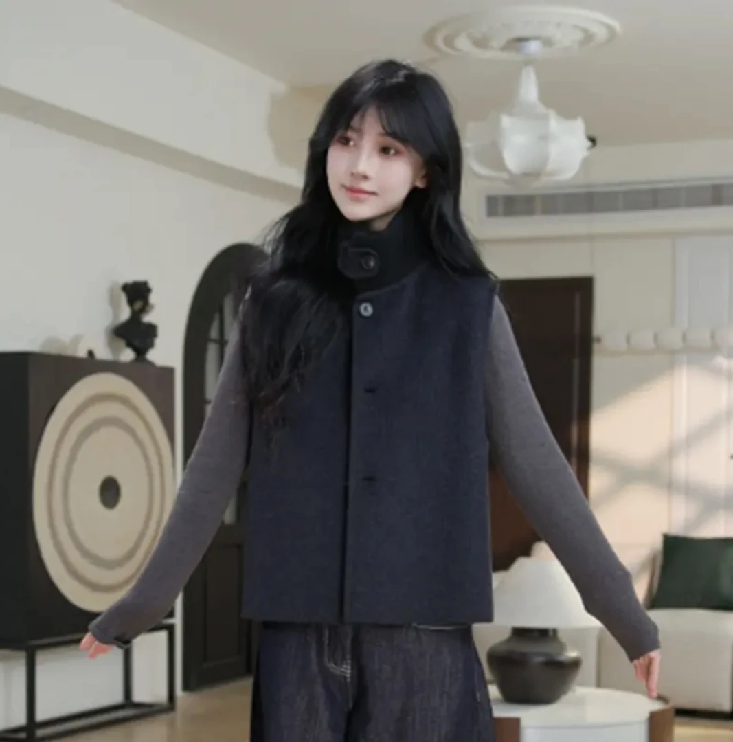 韩版羊毛马甲短款时尚女士气质百搭秋冬休闲毛呢