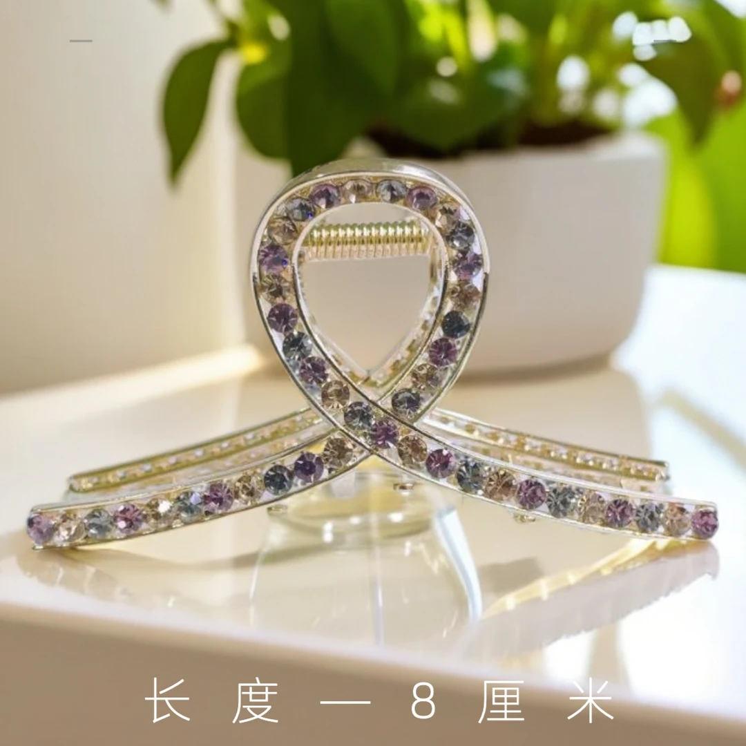 泛思时尚新款中抓夹轻奢高级感鲨鱼夹头饰发饰简约夹发满镶奥钻