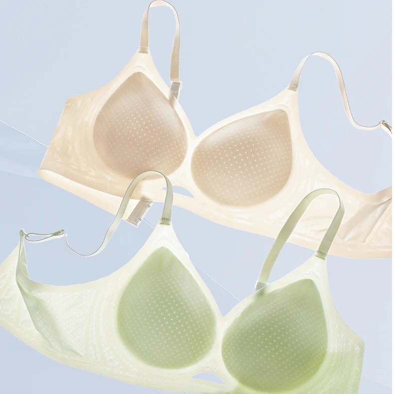 空调网纱布透气凉感提拉聚拢高弹无痕透气夏季超薄款舒适文胸