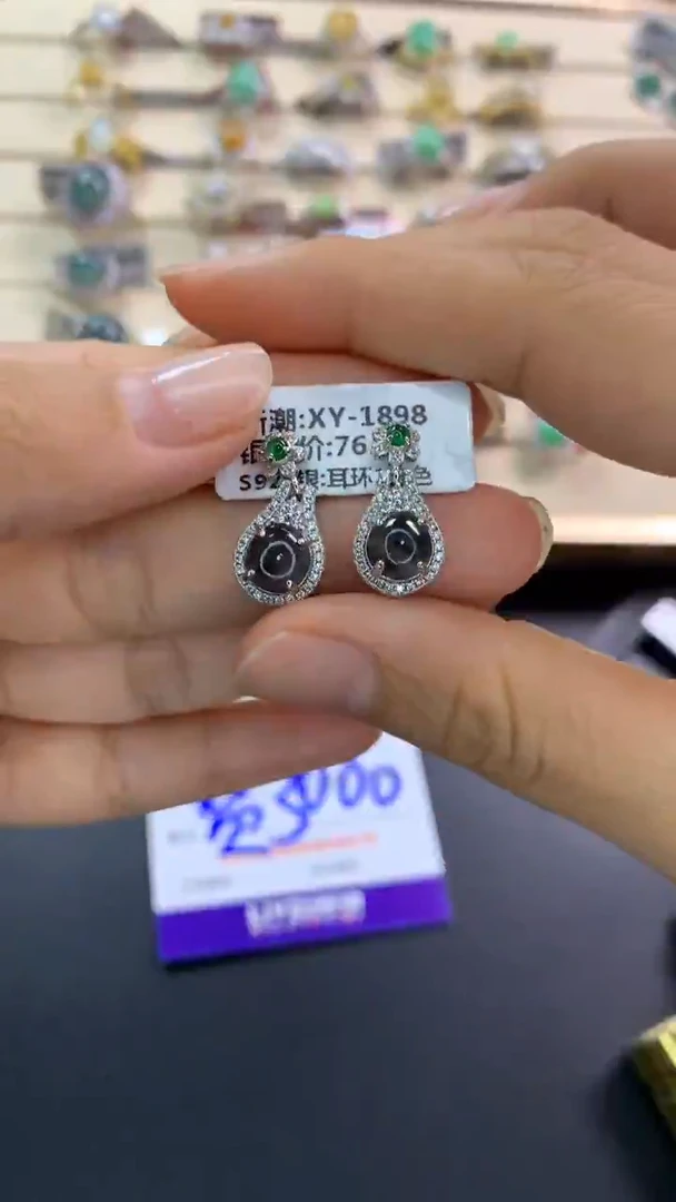 翡翠戒指银S925镶嵌翡翠 蛋面 银S925镶嵌