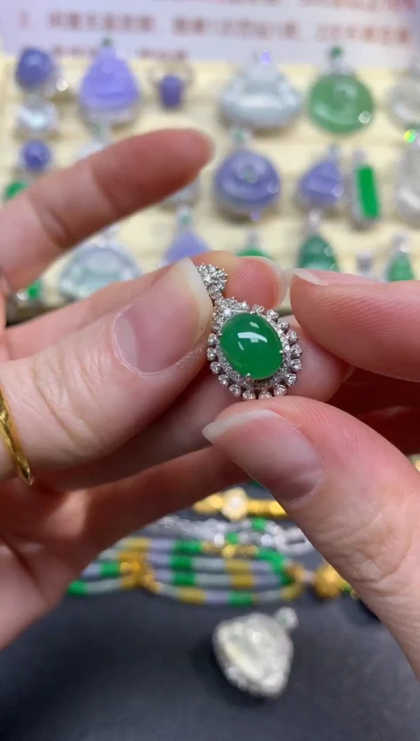 翡翠18K金镶嵌吊坠(不含链)吊坠|4500+450