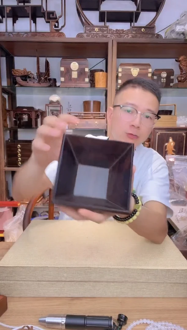 乌木类书架084大叶紫檀米斗摆件  库存