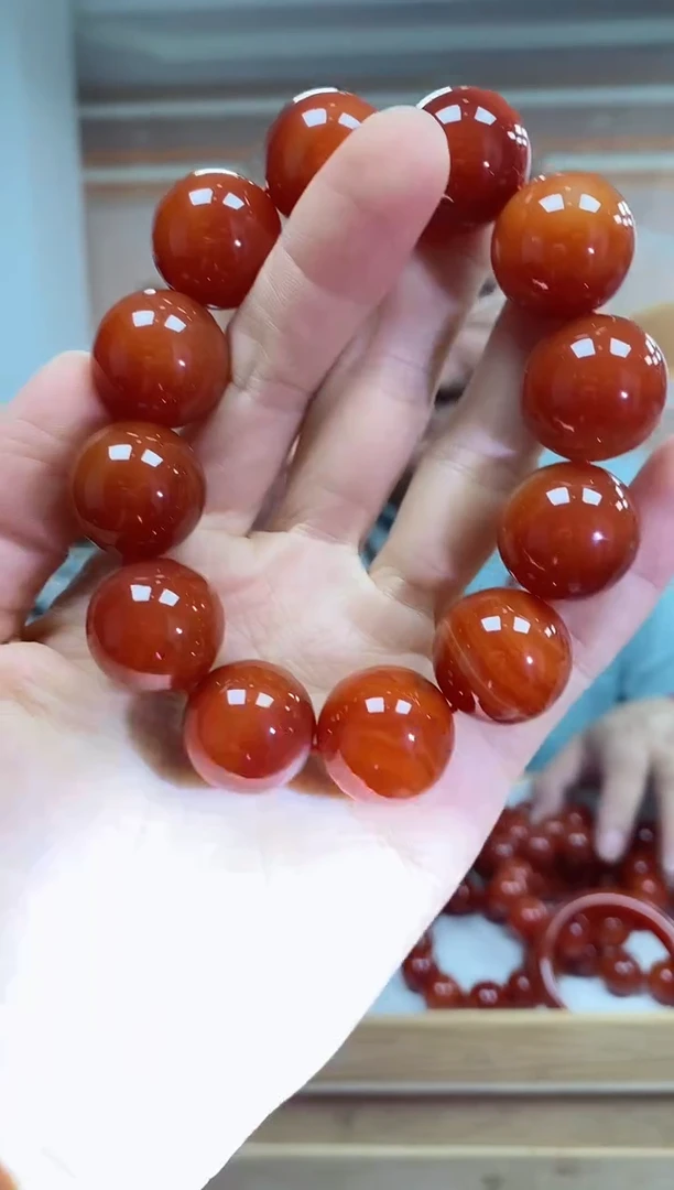 未镶嵌手链玛瑙/玉髓牛血红玛瑙手串尺寸20mm