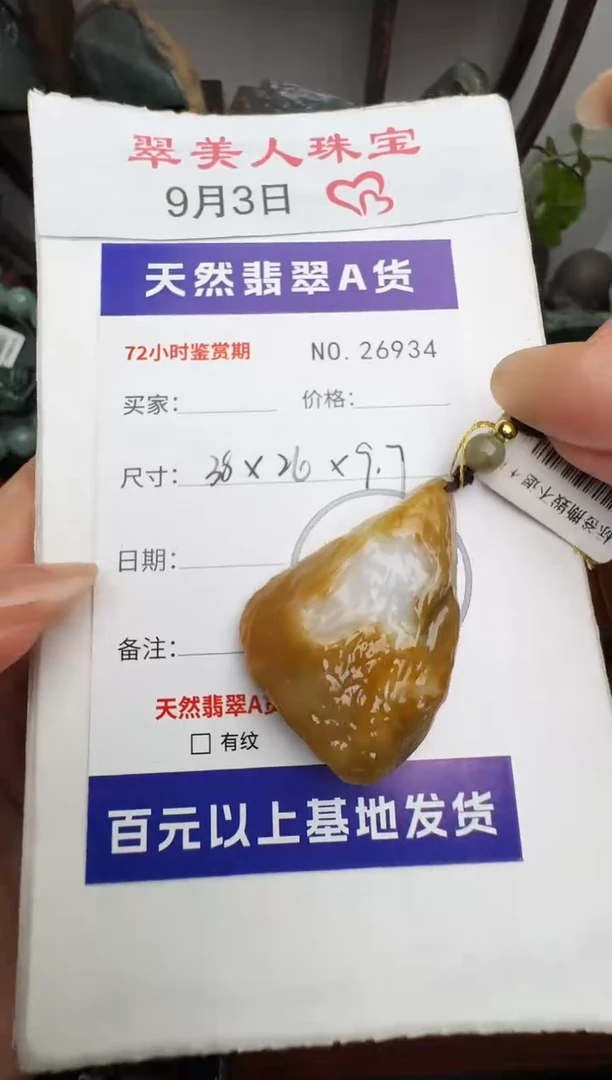 颈饰未镶嵌翡翠原石26934