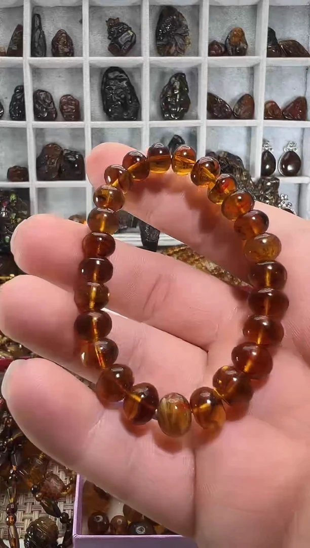 虫珀颈饰未镶嵌抚顺虫珀手串25粒珠子