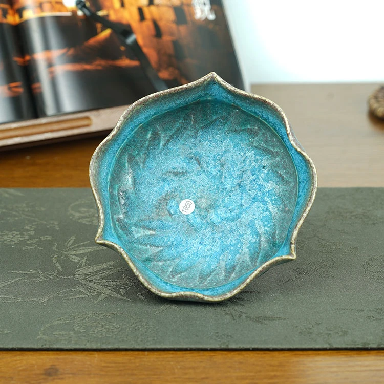 伊禾集物 日本信乐烧匠人 藤原纯 孔雀兰 钵 盘 茶道 零配1650#