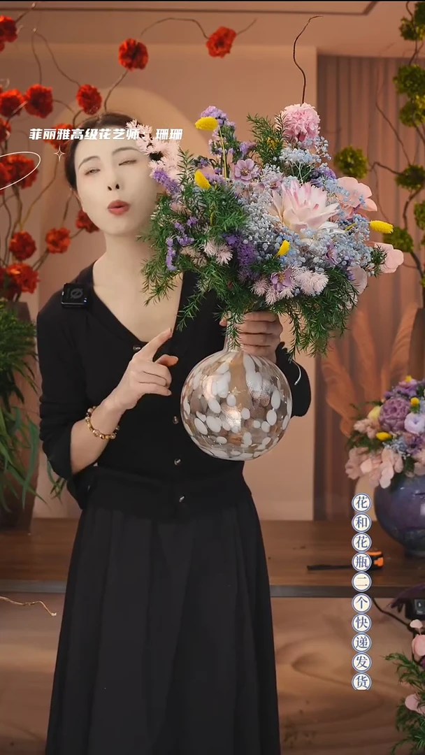 琉璃手工艺品：图片款花+花瓶