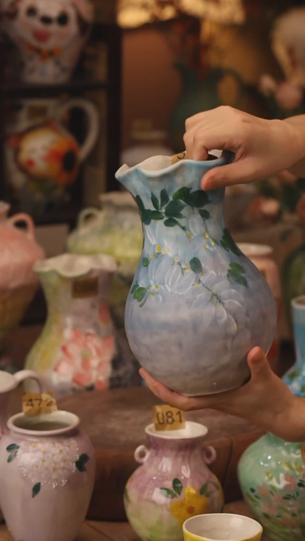 陶瓷377景德镇设计师手作花器摆件侘寂风