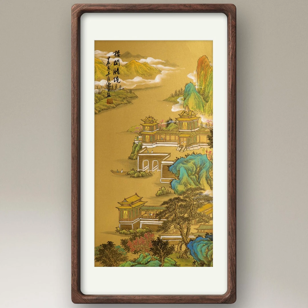 蒋德文画作JDW-241207-2S-01楼阁胜境2平尺 装框