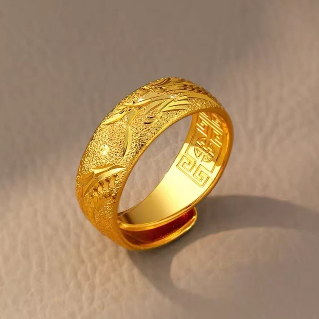 合金戒指 喷砂工艺龙纹戒