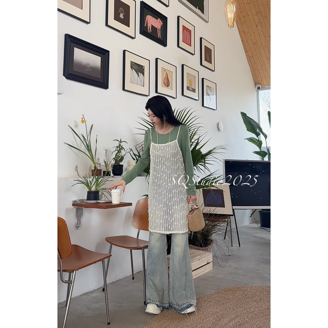 【线雕牛仔裤】显瘦休闲设计感减龄韩版微喇牛仔裤--CY117卡码拍小