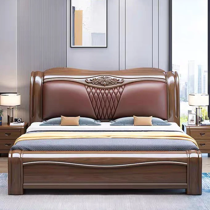 【用户1016946855830专属链接】紫金檀木2米大床现代简约婚床