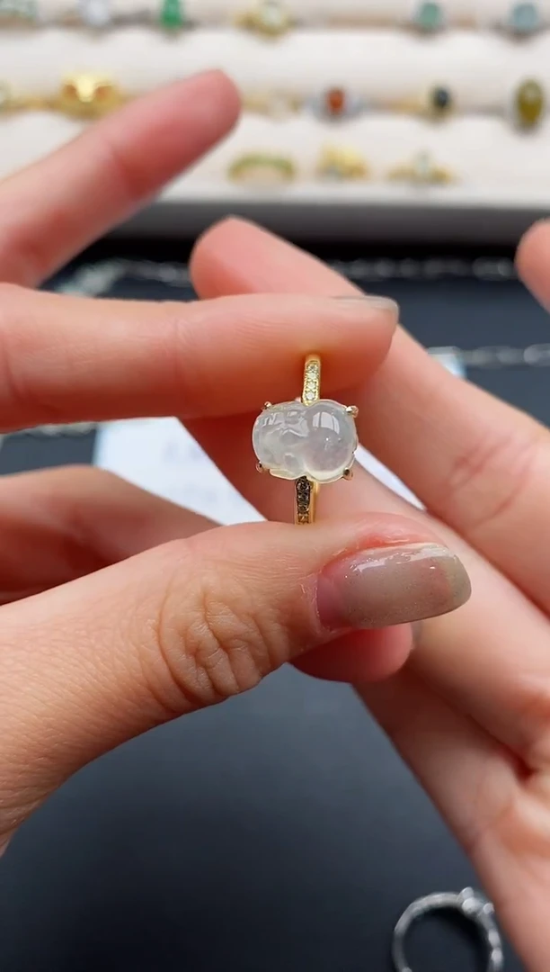 银S925镶嵌戒指翡翠6666666+8