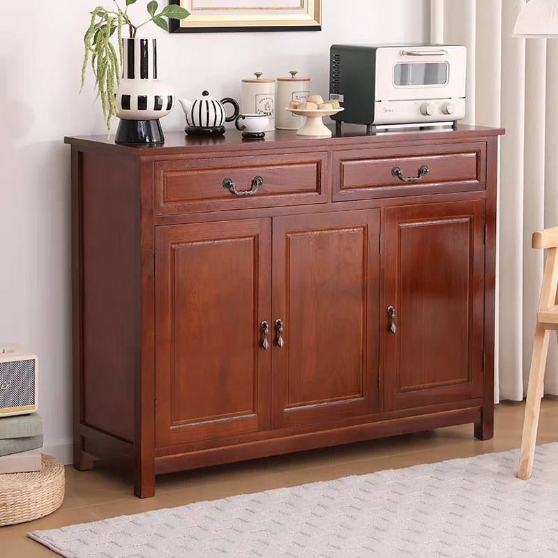 实木餐边柜多功能收纳储物柜客厅卧室靠墙置物柜120×40×90厘米