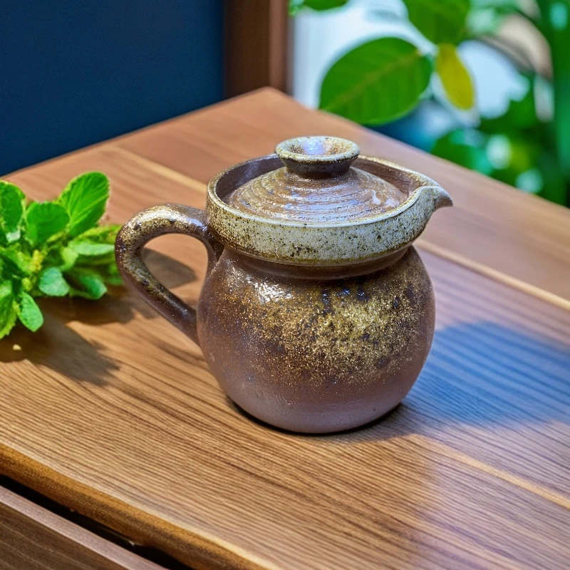 纯手工陶瓷家用全手工柴窑粗陶带盖公道杯