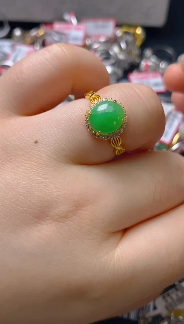 银S925镶嵌戒指翡翠百内无证书