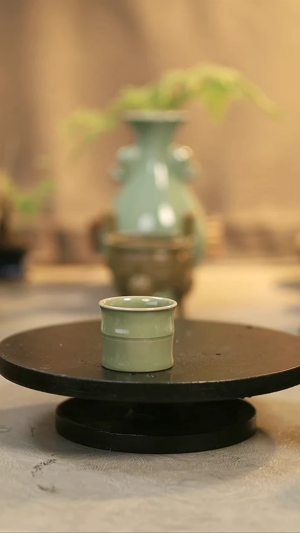 杯子瓷原产地原矿釉 竹节杯