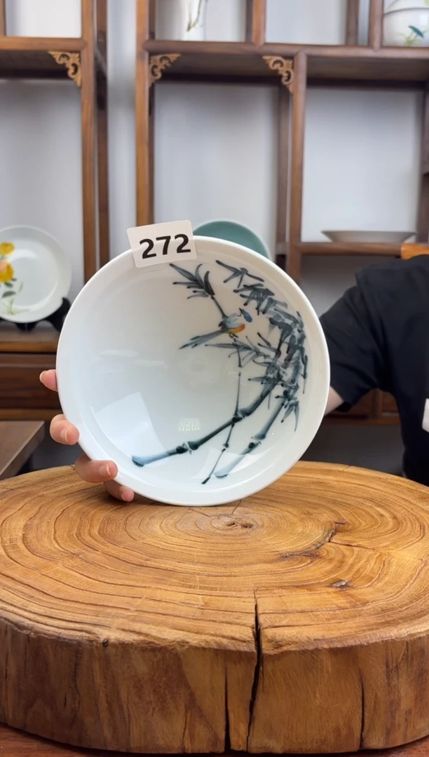 瓷片国韵瓷坊-手工手绘大斗笠碗272