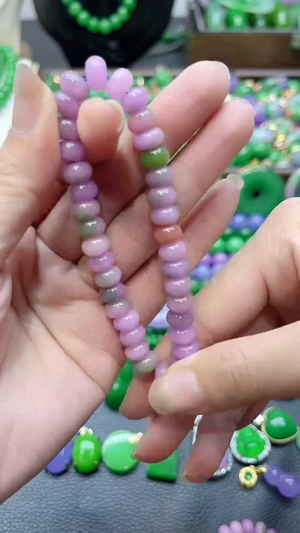 颈饰未镶嵌翡翠春彩盘珠手串