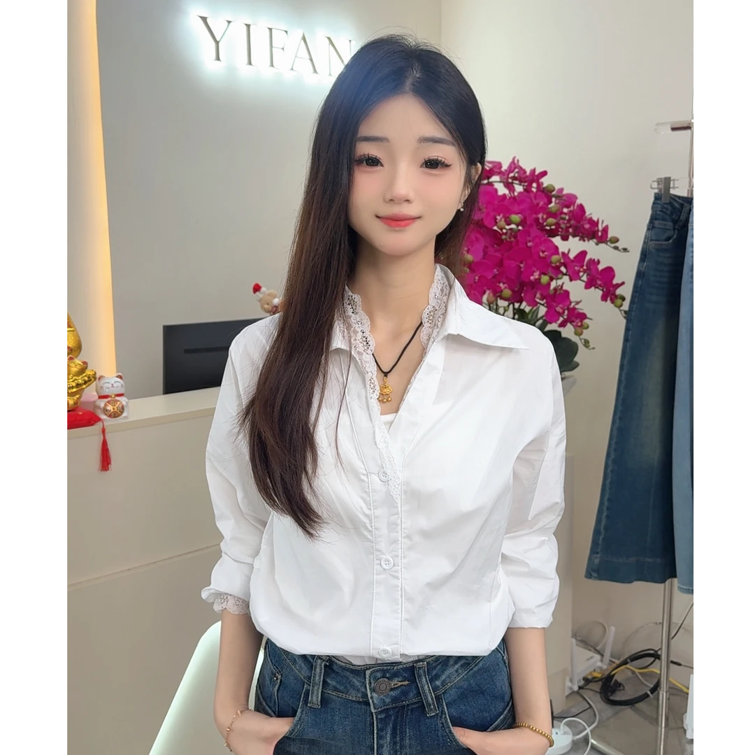 白色衬衫女小个子宽松休闲春秋时尚法式气质显瘦衬衣长袖