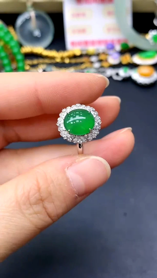 18K金镶嵌戒指翡翠417-中国好珍宝