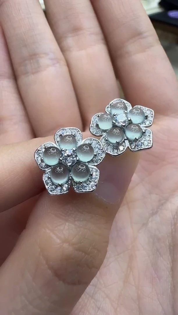 银S925镶嵌翡翠耳饰多样性团购发一件