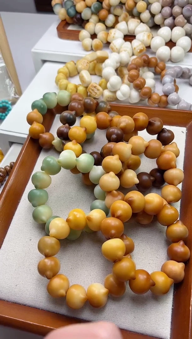 手串菩提根/象牙果沐u36干磨猫猫头23mm手串瑕疵不补随机