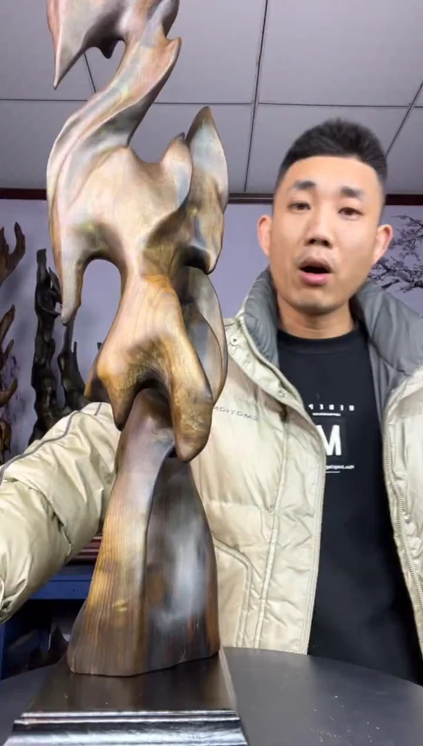 金丝楠木雕款蓑****羽金丝楠木工艺品摆件