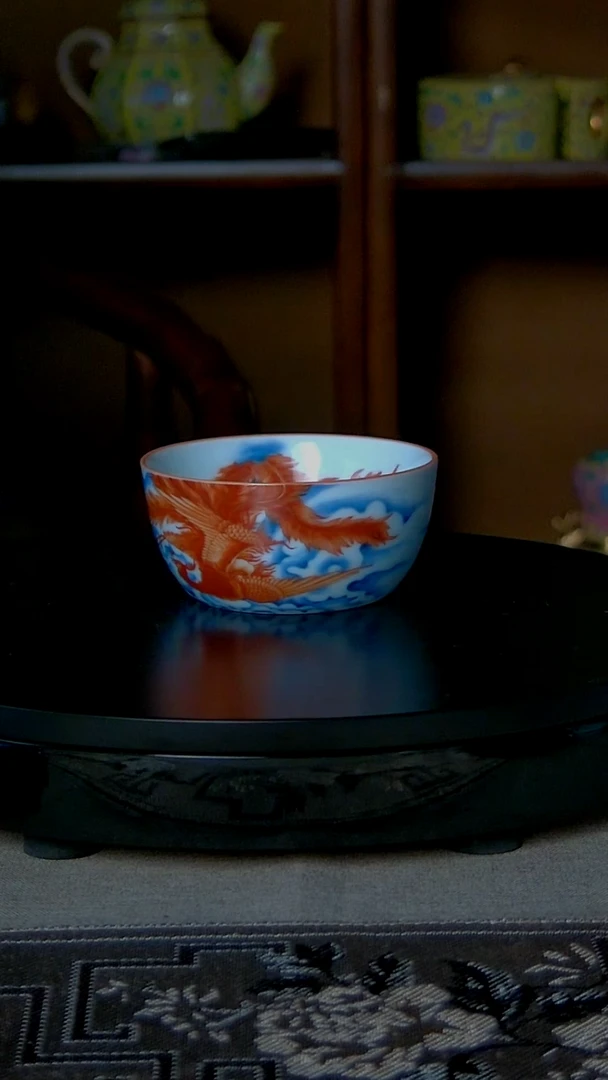 景德镇手工粉彩凤纹主人杯