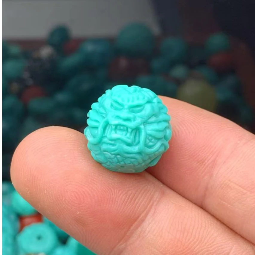 【015】15mm龙珠高瓷绿配珠散珠文玩配珠