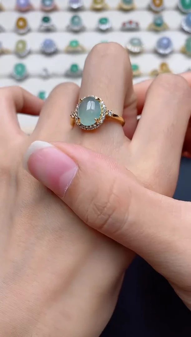 翡翠戒指银S925镶嵌.