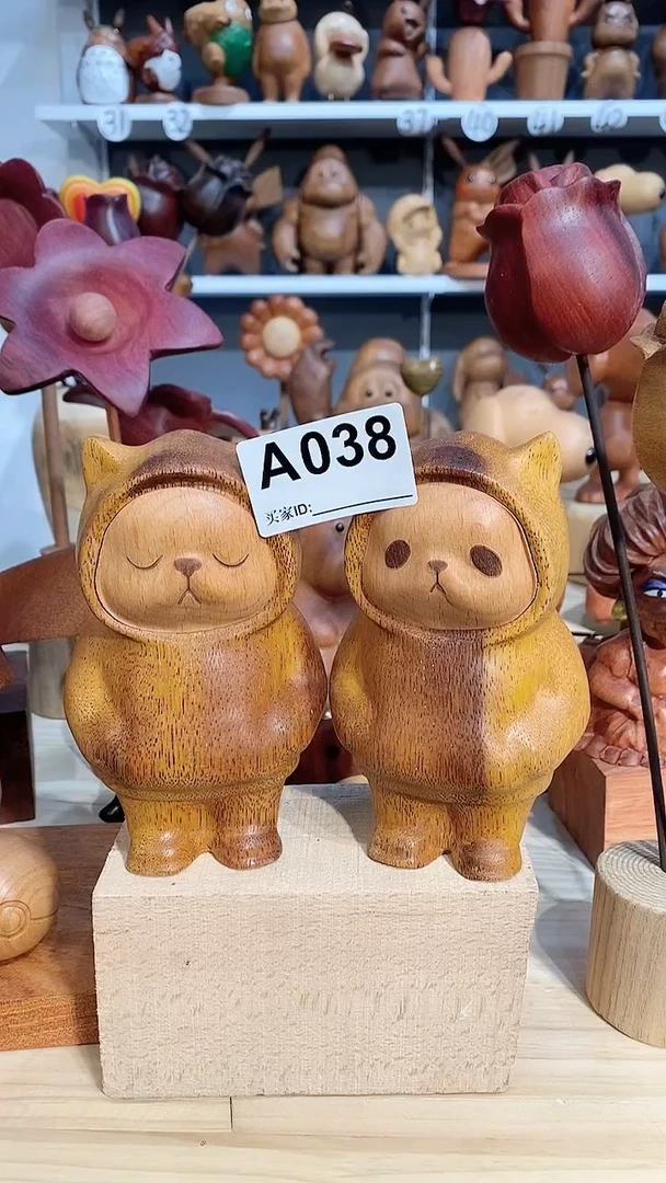 【闪购商品】木木雕摆件可爱卡通