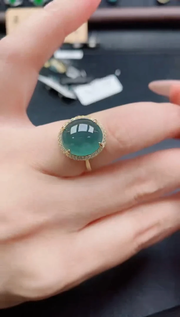 银S925镶嵌戒指翡翠1