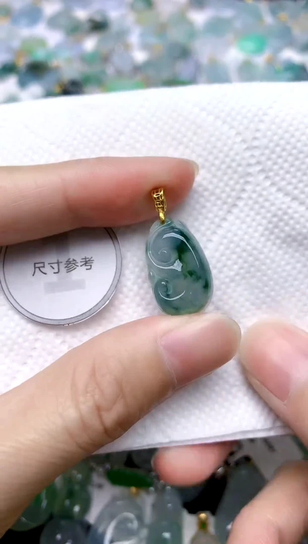 颈饰银S925镶嵌翡翠天然A货翡翠