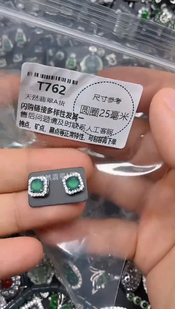 翡翠未镶嵌颈饰T762耳钉