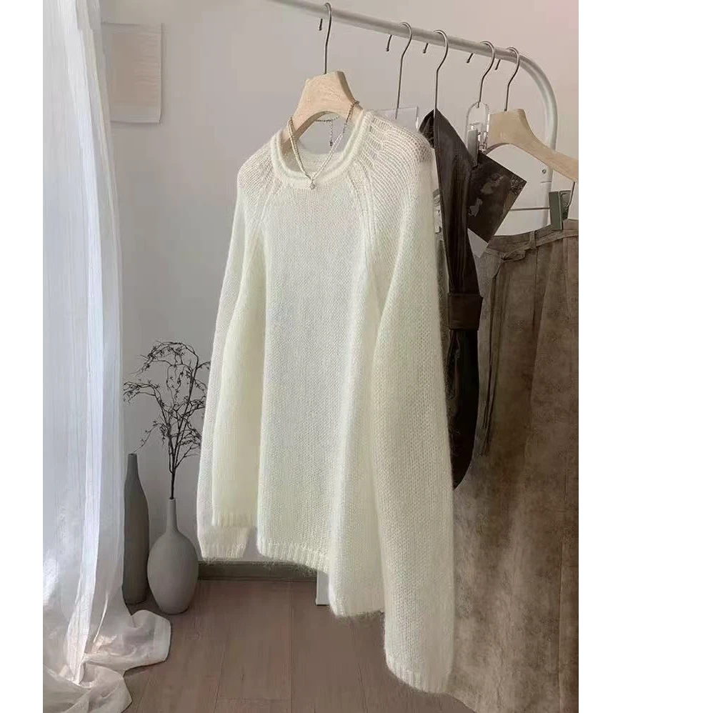 【专属】超仙嫩白~洋气毛衣套头女宽松百搭慵懒风针织衫气质上衣