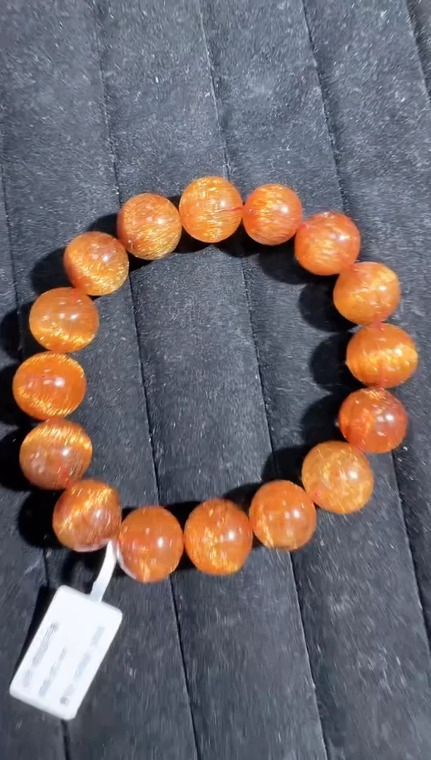 未镶嵌手链水晶14mm发晶手链单圈（多样性发其一）